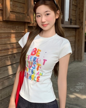 Slim printing tops letters graffiti T-shirt for women