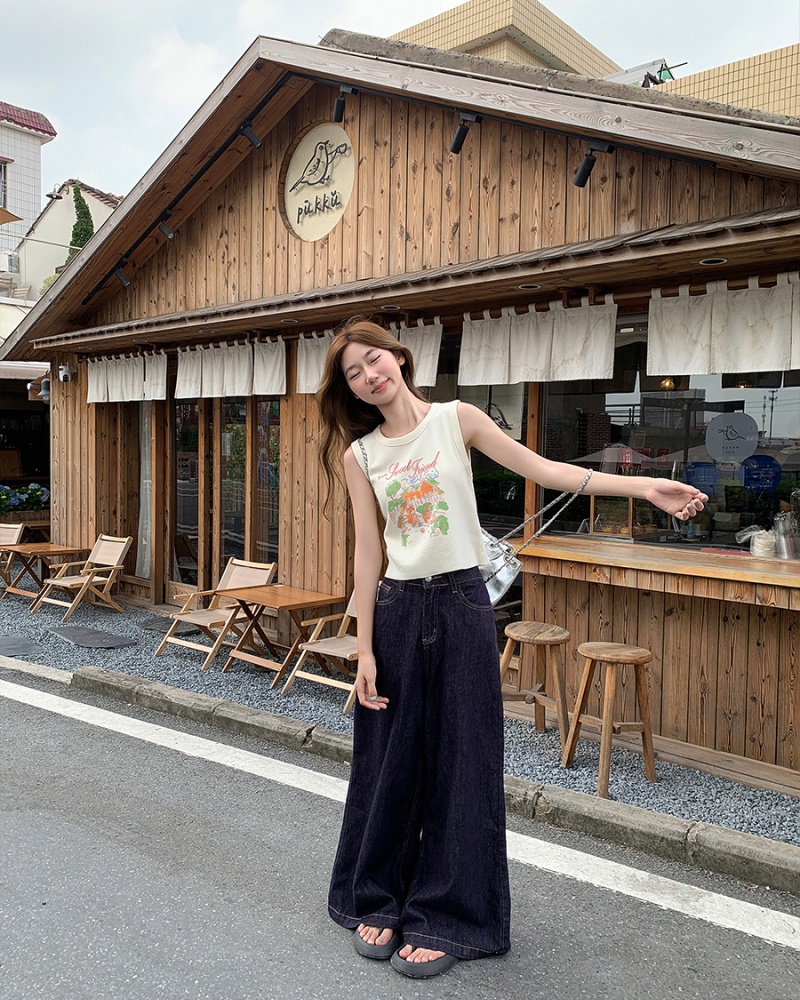 Printing small vest summer wears outside tops for women