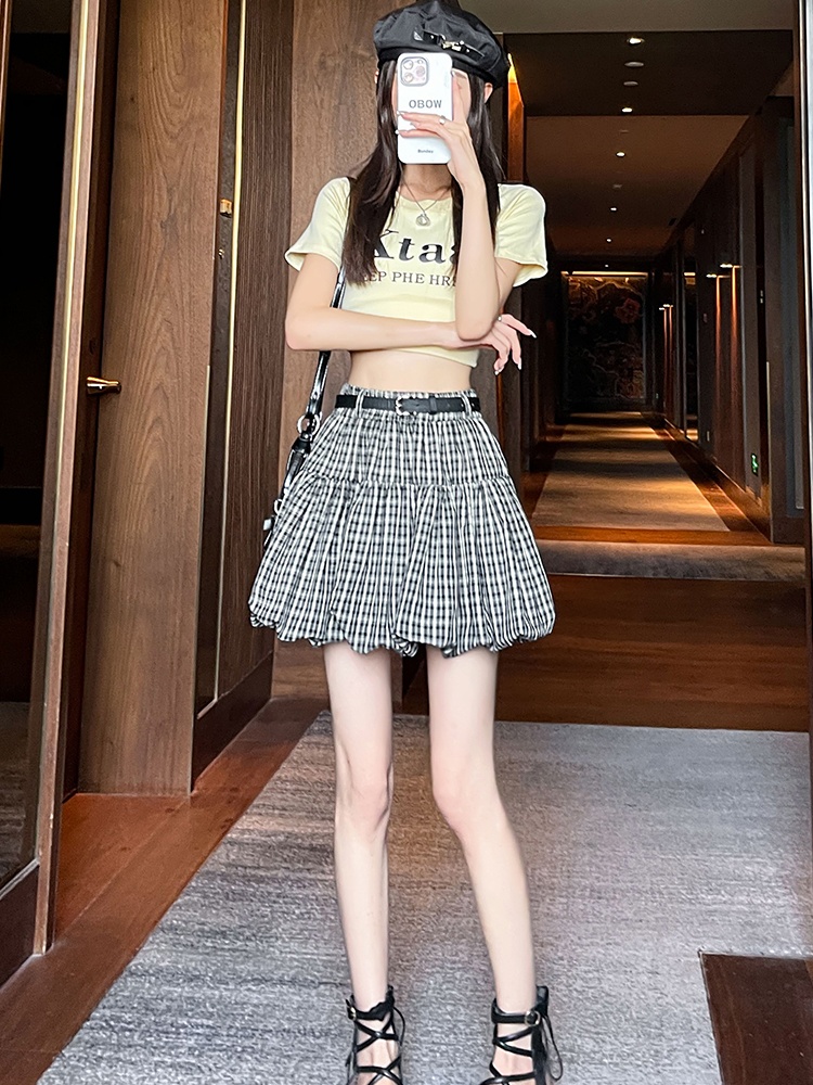 Thick and disorderly plaid short skirt bud skirt for women