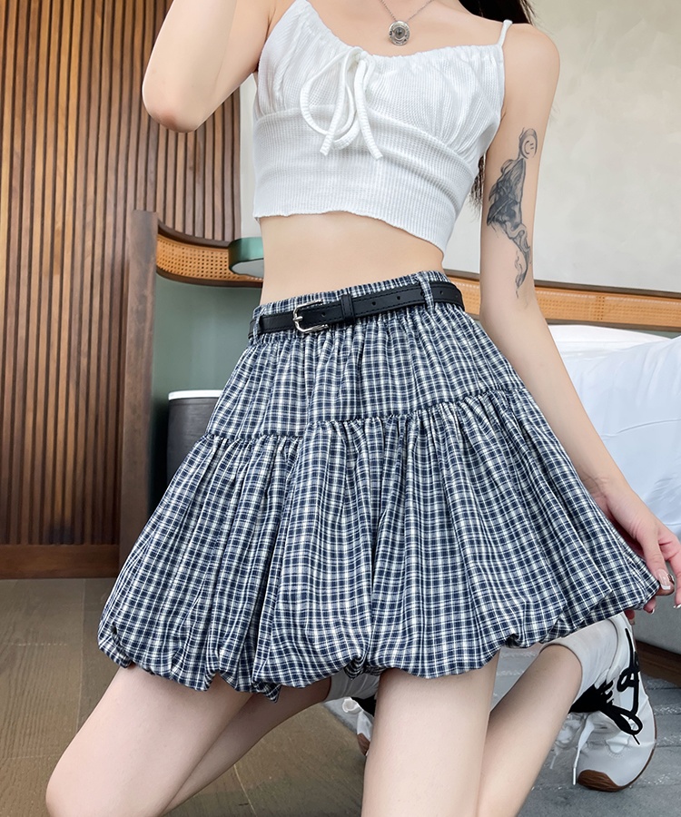Thick and disorderly plaid short skirt bud skirt for women