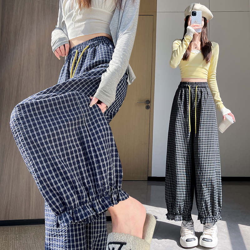 Bubble lantern casual pants lace slim pants for women