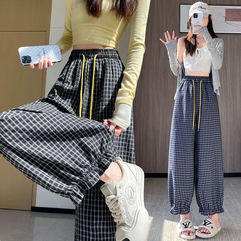Bubble lantern casual pants lace slim pants for women