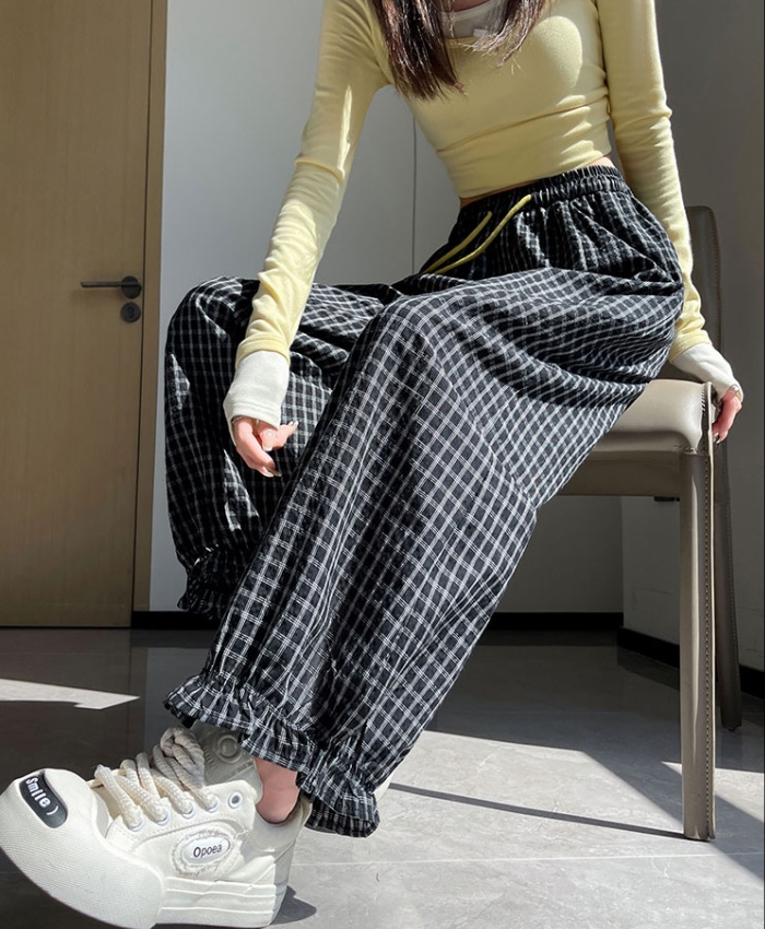 Bubble lantern casual pants lace slim pants for women