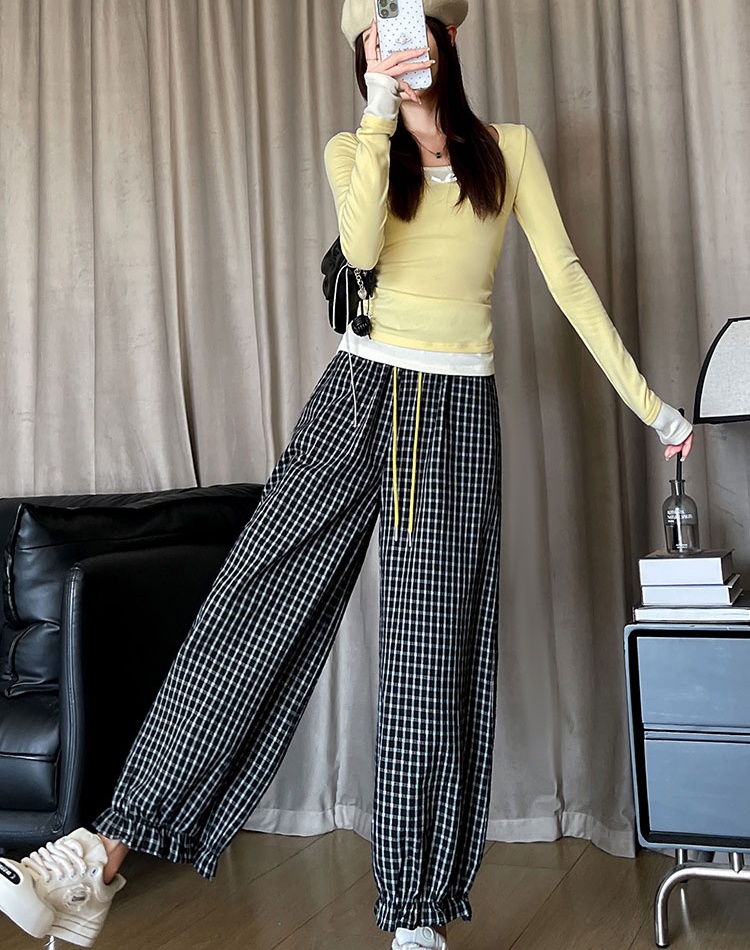 Bubble lantern casual pants lace slim pants for women