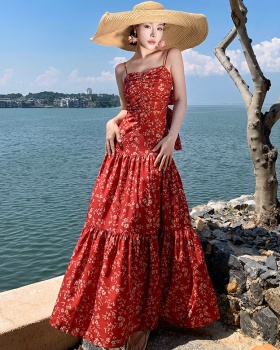 Red long dress summer dress for women