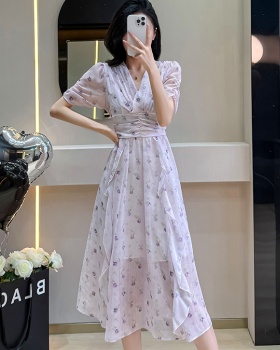 Floral refreshing show young long slim summer dress