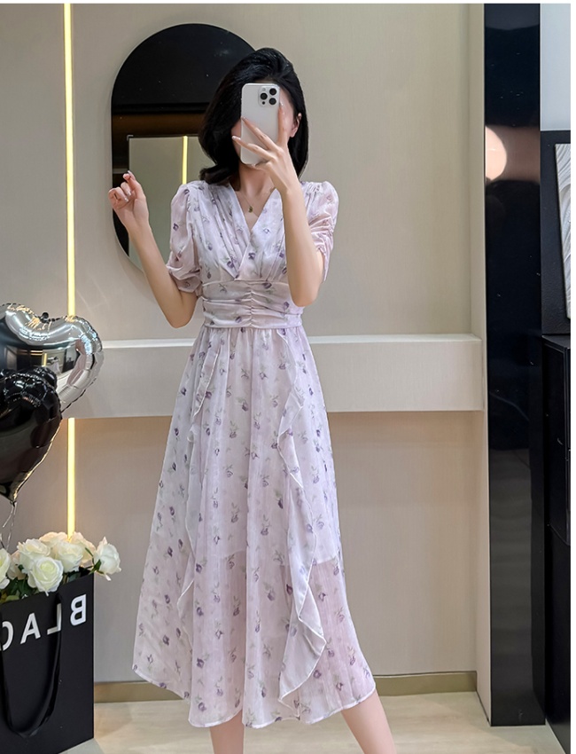 Floral refreshing show young long slim summer dress