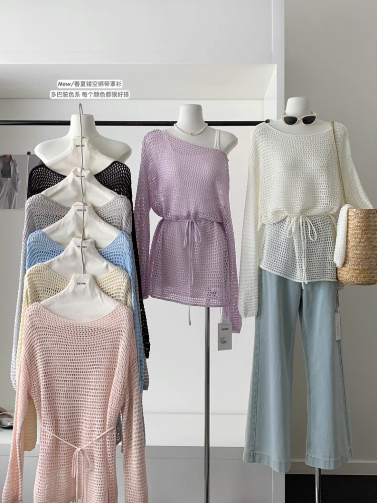 All-match pullover loose lazy tops beige ice silk round neck smock