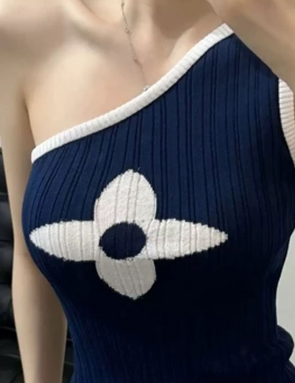 Mixed colors knitted vest American style tops for women