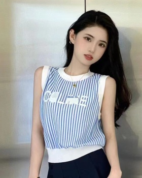 Stripe spicegirl vest slim inside the ride tops for women