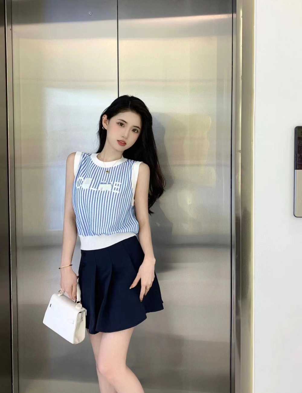 Stripe spicegirl vest slim inside the ride tops for women