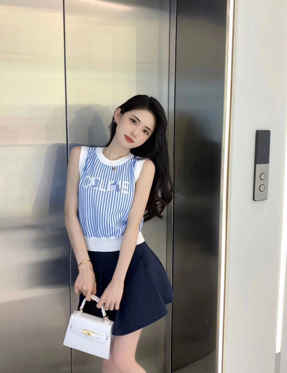 Stripe spicegirl vest slim inside the ride tops for women
