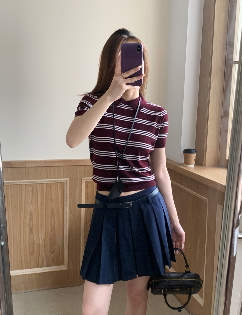 Stripe double color knitted tops for women