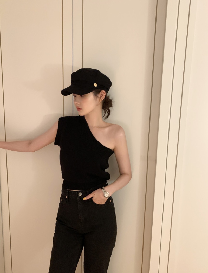 France style pinched waist sweater hypotenuse vest