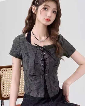 Square collar tops T-shirt 2pcs set for women