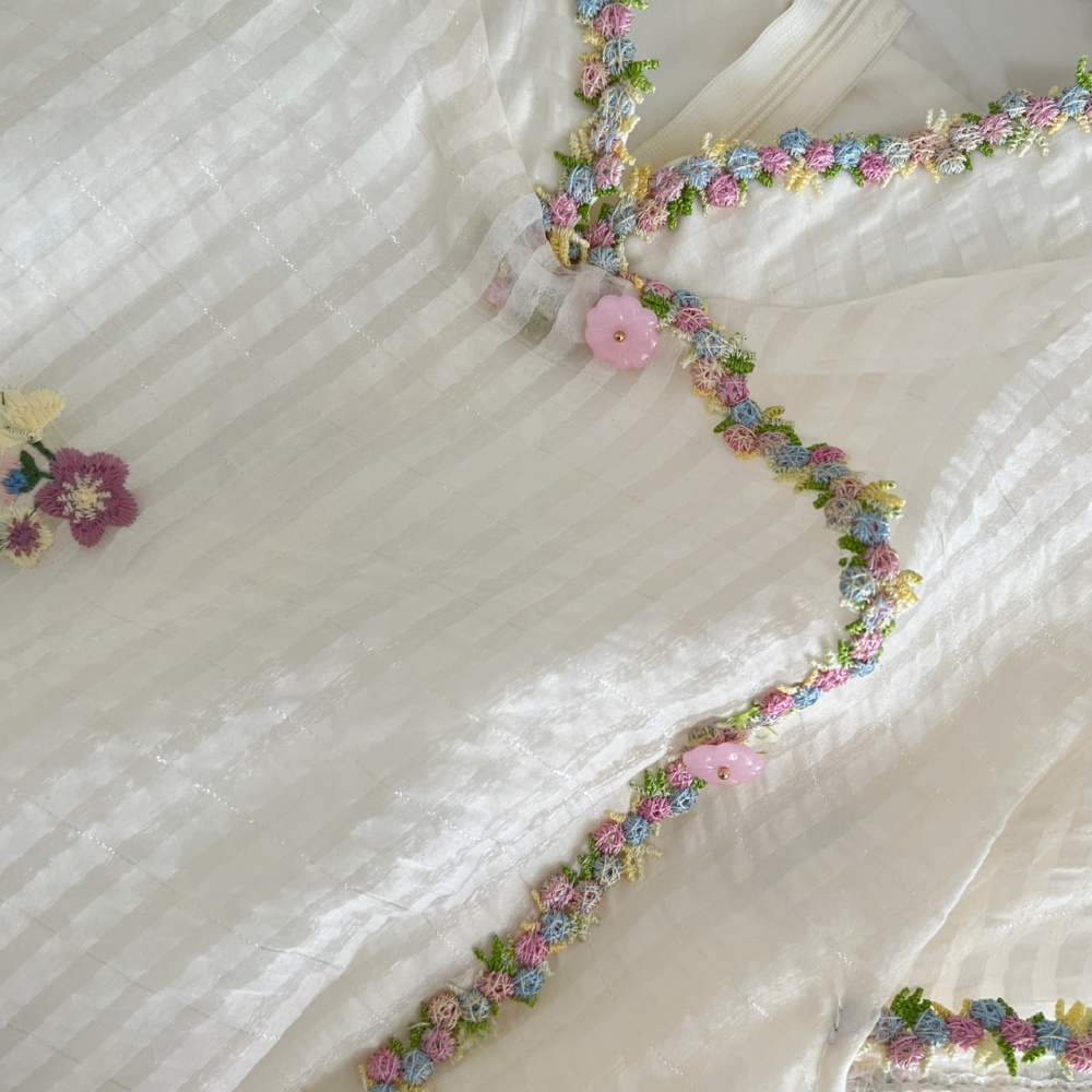Vertical stripes flowers dress Chinese style summer cheongsam
