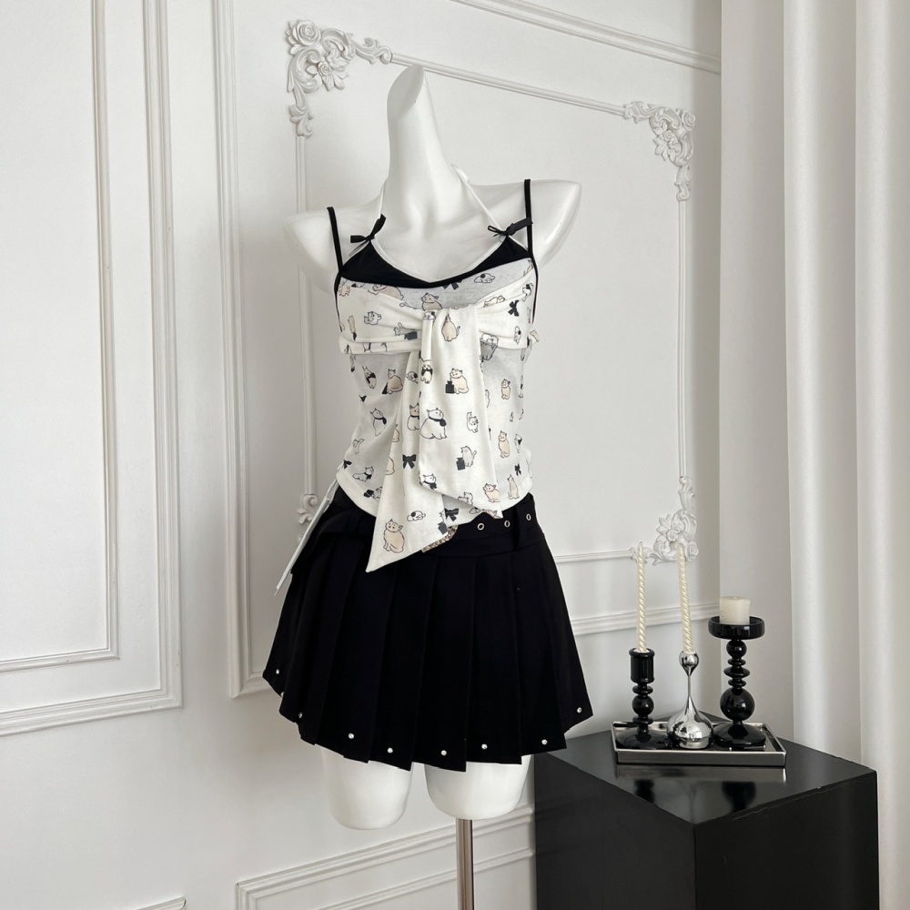 Slim sling halter tops enticement summer short skirt