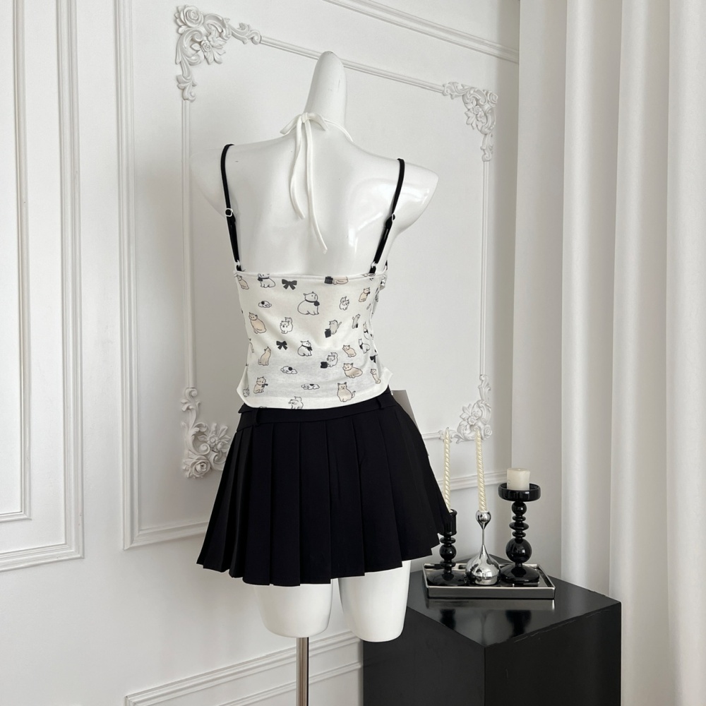 Slim sling halter tops enticement summer short skirt