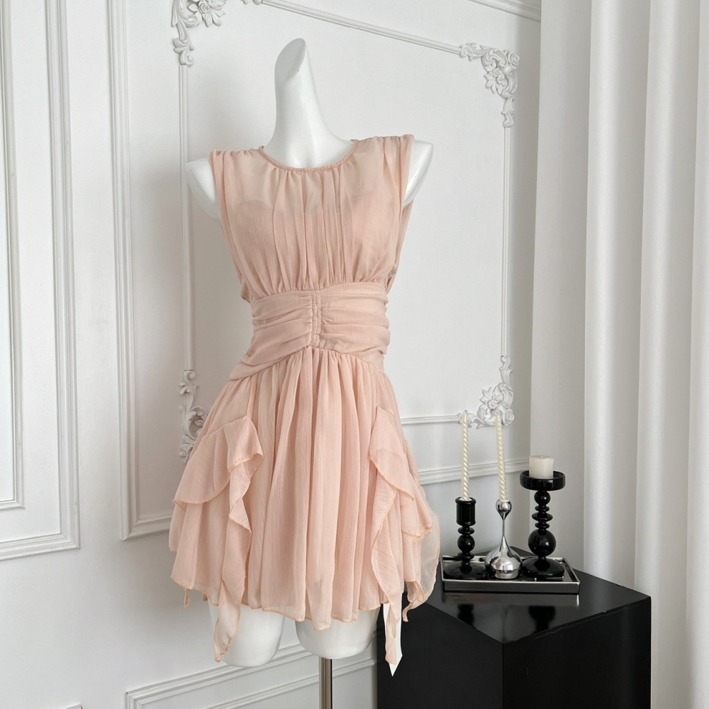 Sexy summer dress pinched waist T-back for women