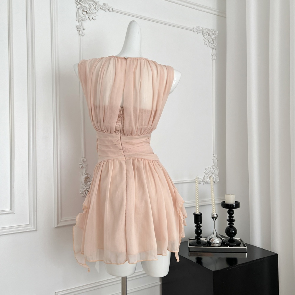 Sexy summer dress pinched waist T-back for women