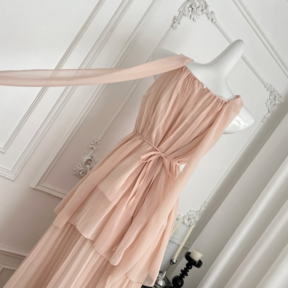 Fold Korean style skirt vacation long skirt a set