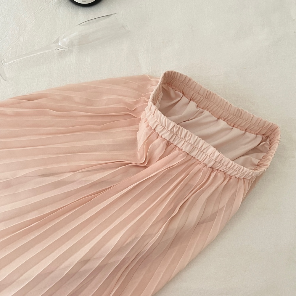 Fold Korean style skirt vacation long skirt a set