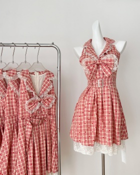 Halter bow red cell dress