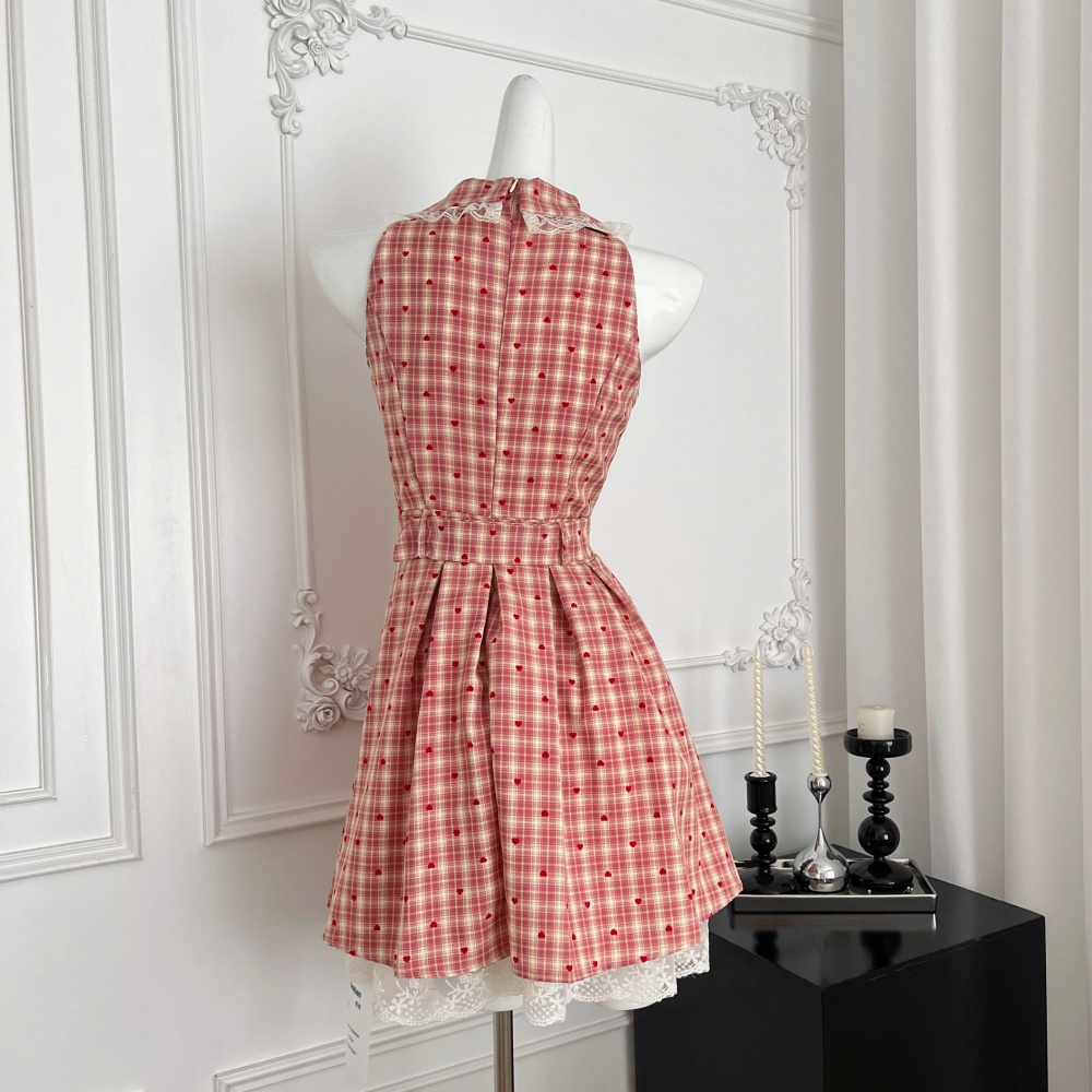 Halter bow red cell dress