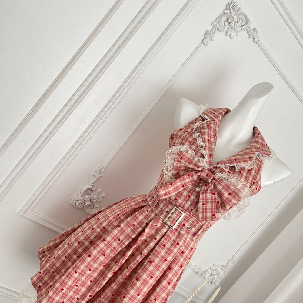 Halter bow red cell dress