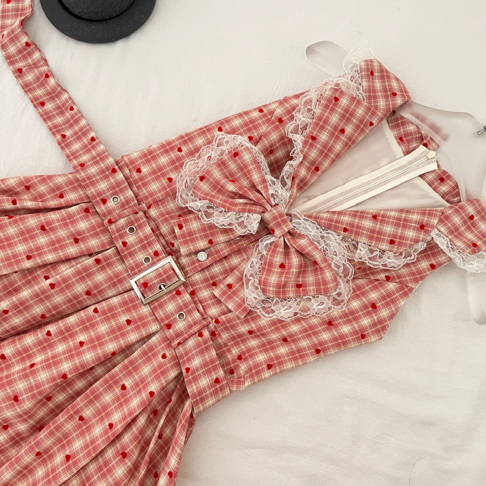 Halter bow red cell dress