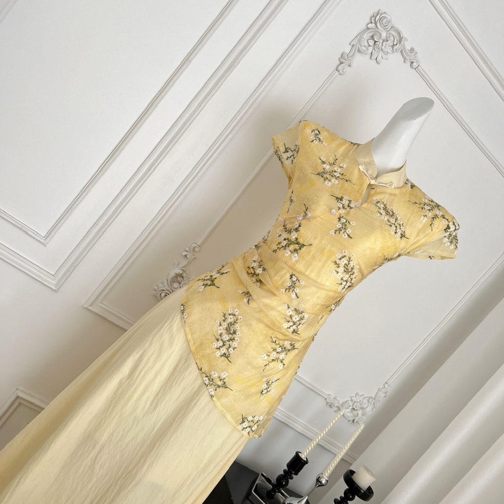 Chinese style slim long dress summer embroidery dress
