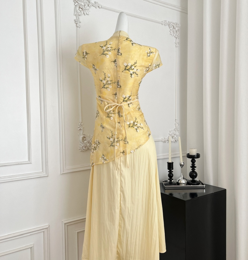 Chinese style slim long dress summer embroidery dress