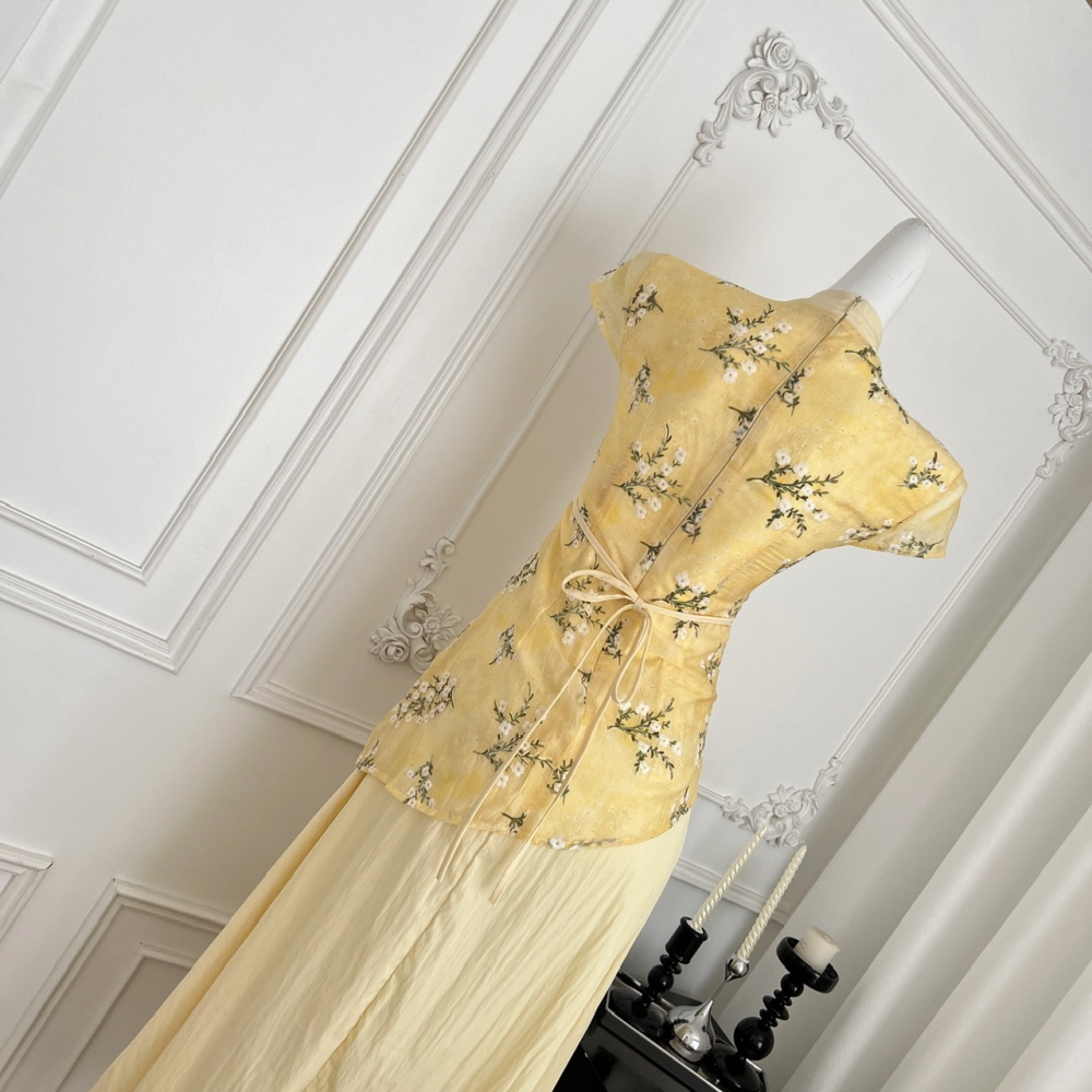 Chinese style slim long dress summer embroidery dress