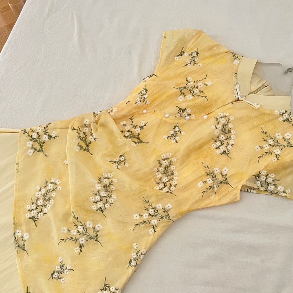 Chinese style slim long dress summer embroidery dress