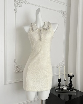 Pearl summer dress pinched waist T-back for women