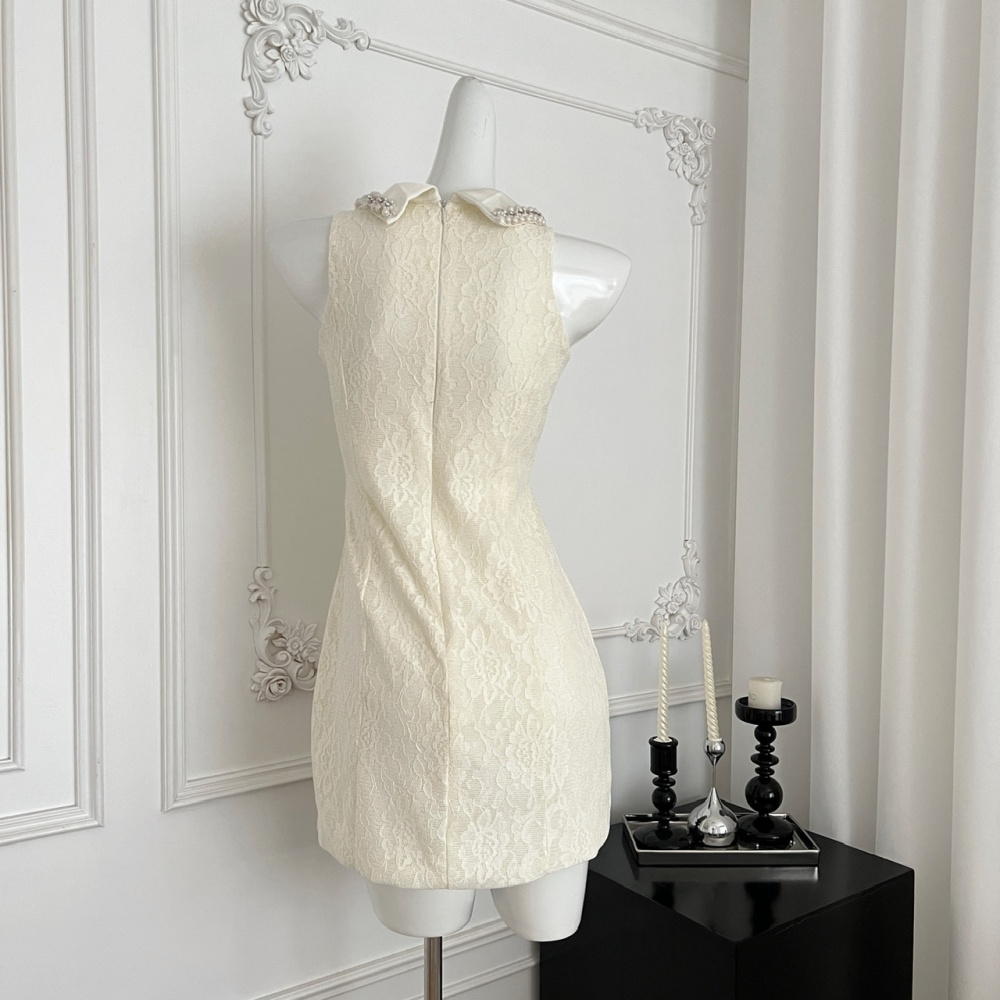 Pearl summer dress pinched waist T-back for women