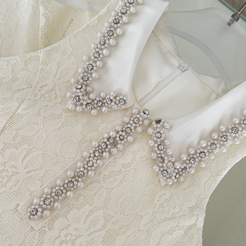 Pearl summer dress pinched waist T-back for women