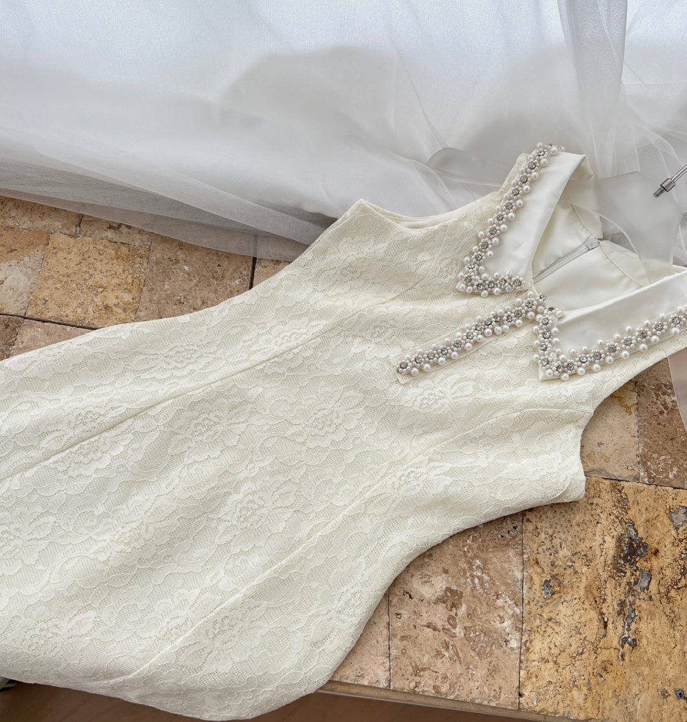 Pearl summer dress pinched waist T-back for women
