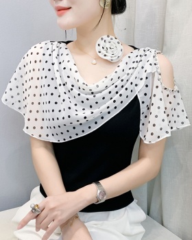 V-neck unique T-shirt strapless short sleeve tops