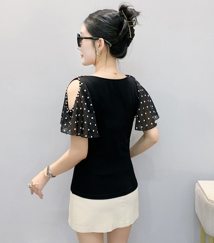V-neck unique T-shirt strapless short sleeve tops