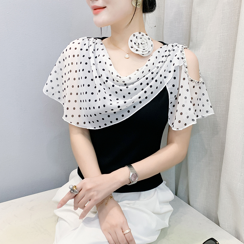 V-neck unique T-shirt strapless short sleeve tops