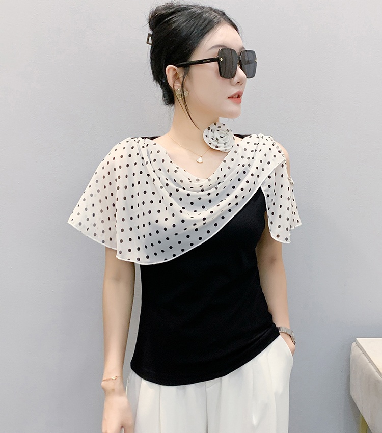 V-neck unique T-shirt strapless short sleeve tops