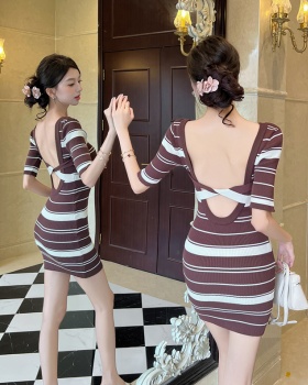 Summer halter dress knitted temperament T-back for women
