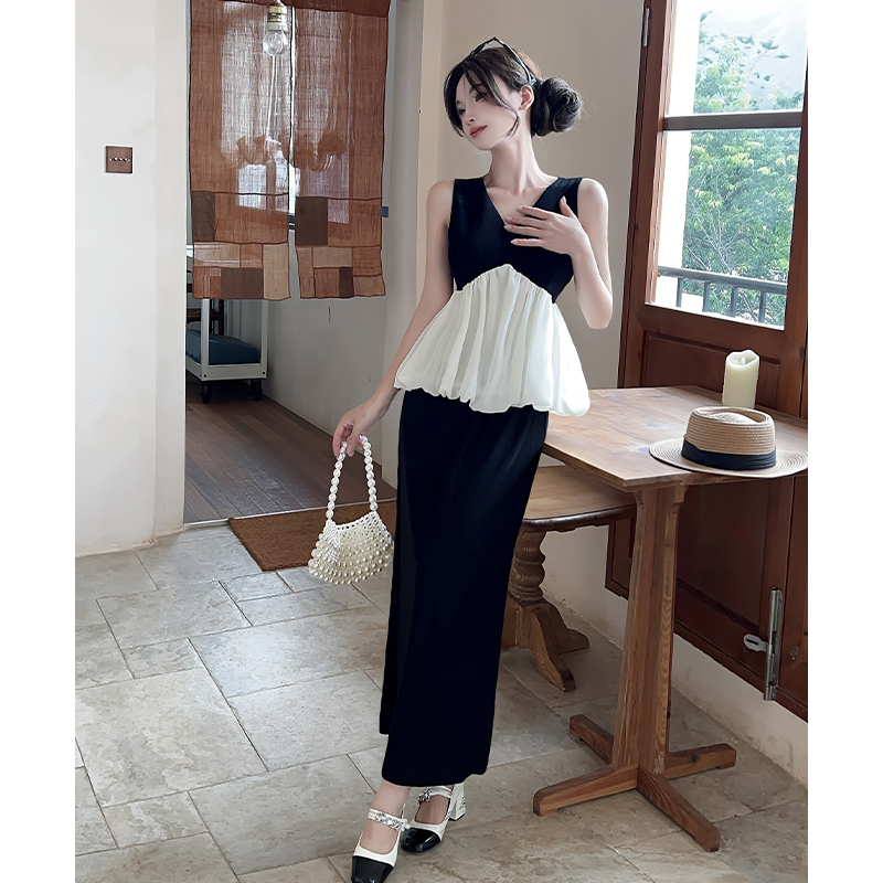 Fashion Casual skirt summer high waist vest 2pcs set