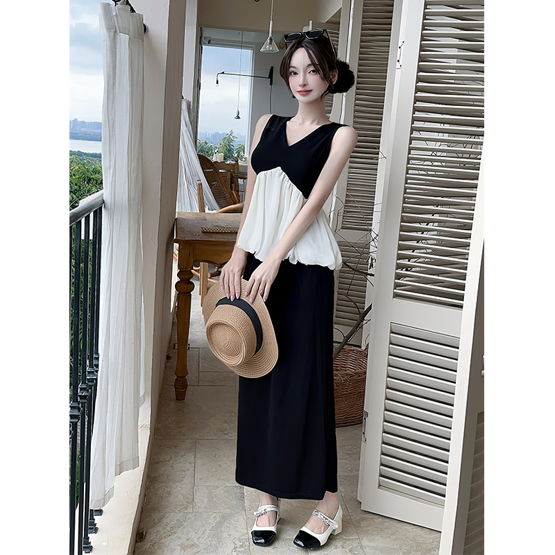Fashion Casual skirt summer high waist vest 2pcs set