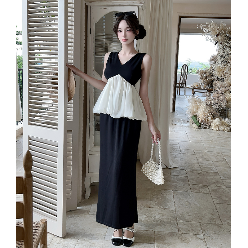 Fashion Casual skirt summer high waist vest 2pcs set