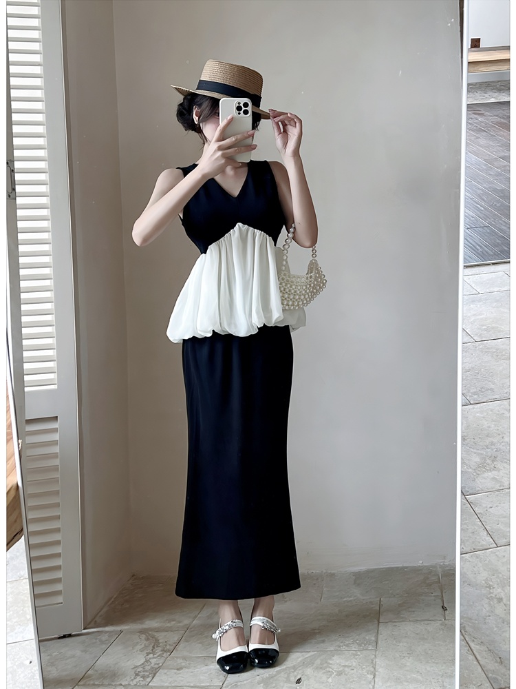 Fashion Casual skirt summer high waist vest 2pcs set