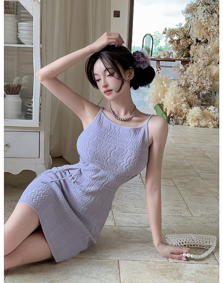 France style sleeveless summer dress ladies slim T-back