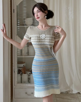 Knitted package hip temperament dress for women