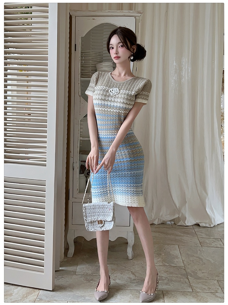 Knitted package hip temperament dress for women